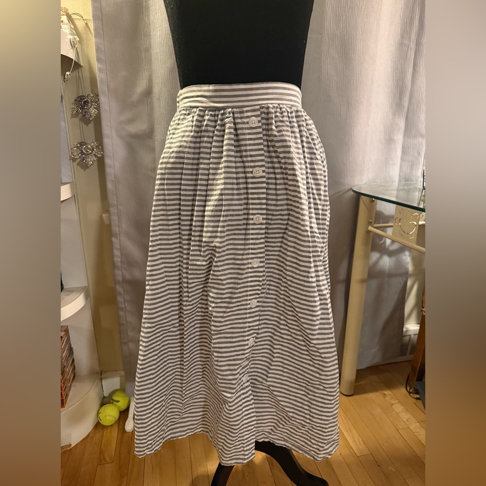 Ardene Striped Skirt with Buttons
